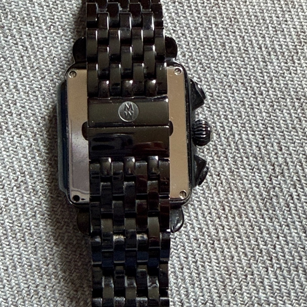Michele Deco Diamond Chronograph Black On Black Women’s’ Watch - Picture 4 of 13